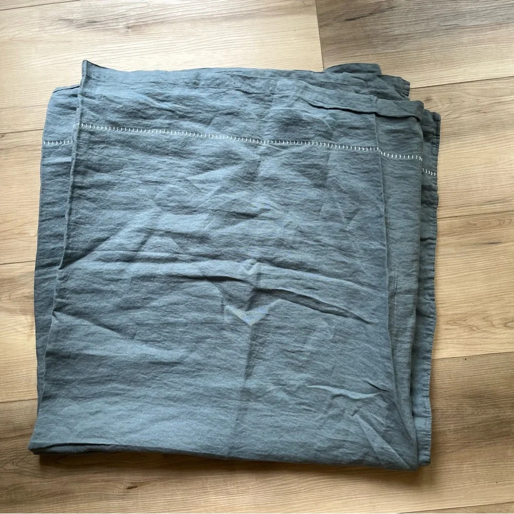 Anthropologie Stitched Linen Curtain Blue 50 x 96” Single panel